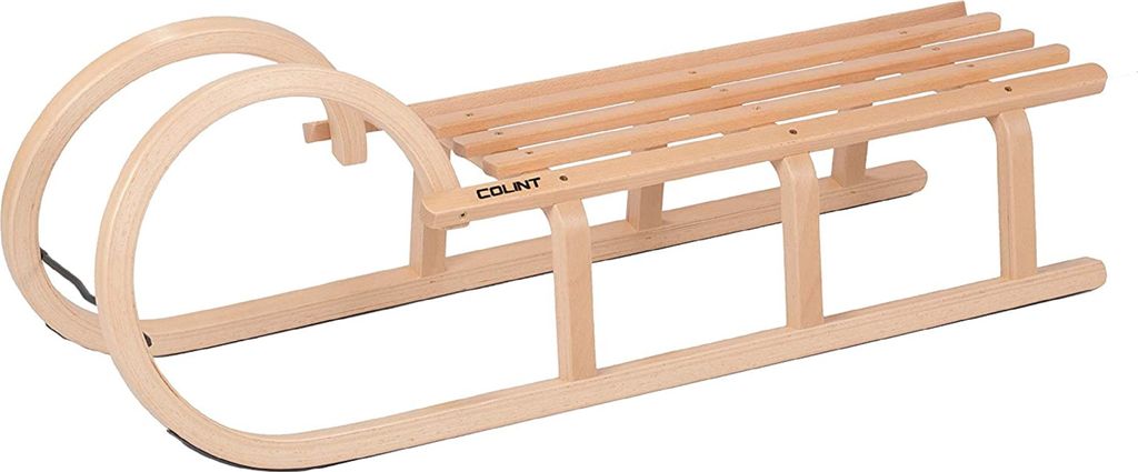 A wooden sled on a white background.