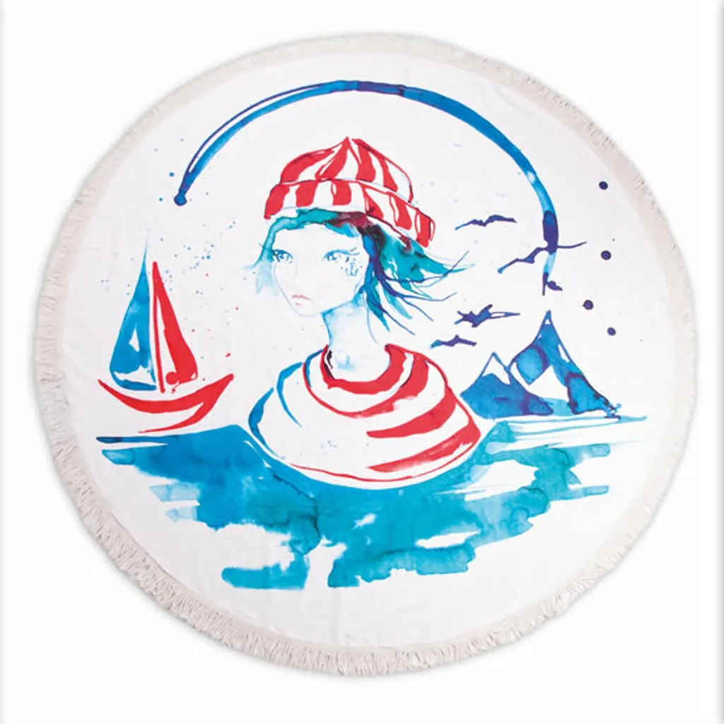 Grande Serviette de Bain Ronde Absorbante et Couverture de Plage 150cm - 5