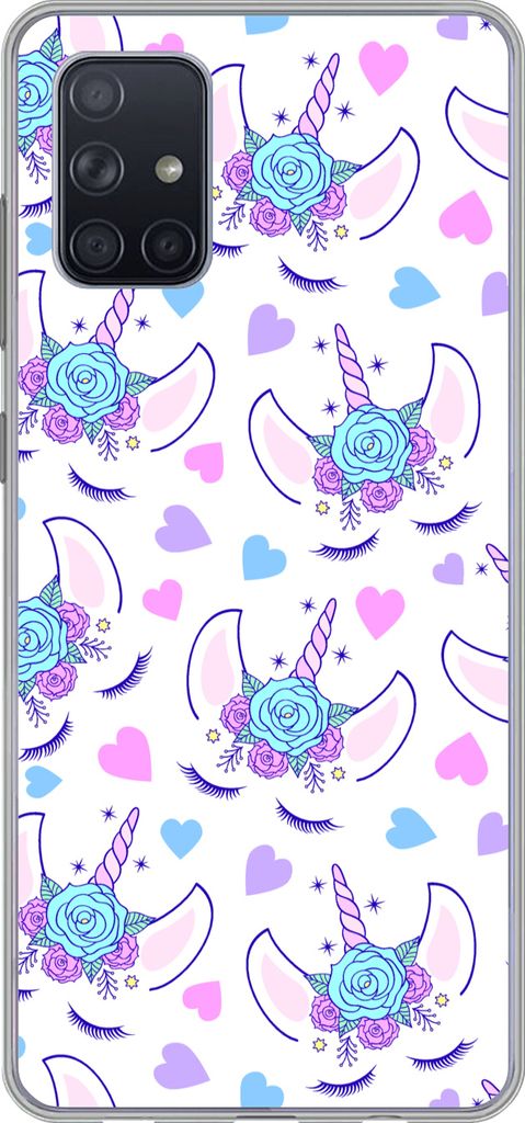 MuchoWow Handyhülle Schutzhülle Hülle für Telefoonhoesje Samsung Galaxy A51 5G Mädchen - Einhorn - Blumen - Muster - Mädchen - Kinder - Kin...