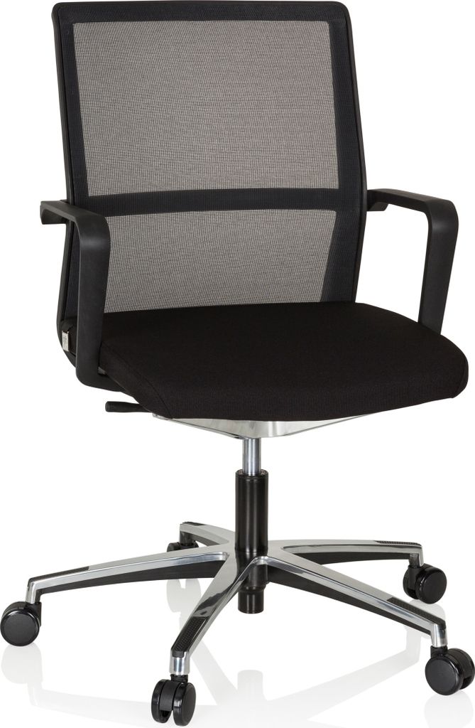 hjh OFFICE Profi Bürostuhl MOVE-TEC NET 3D Ergonomischer Schreibtischstuhl mit Armlehnen Stoff / Netzstoff Schwarz Drehstuhl für Büro, Zuhause