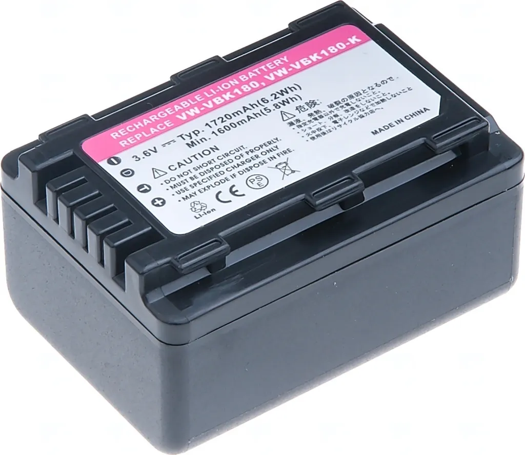 Batteria T6 Power per Panasonic HDC-SD99, Li-Ion, 3,6 V, 1720 mAh (6,2 Wh), nero