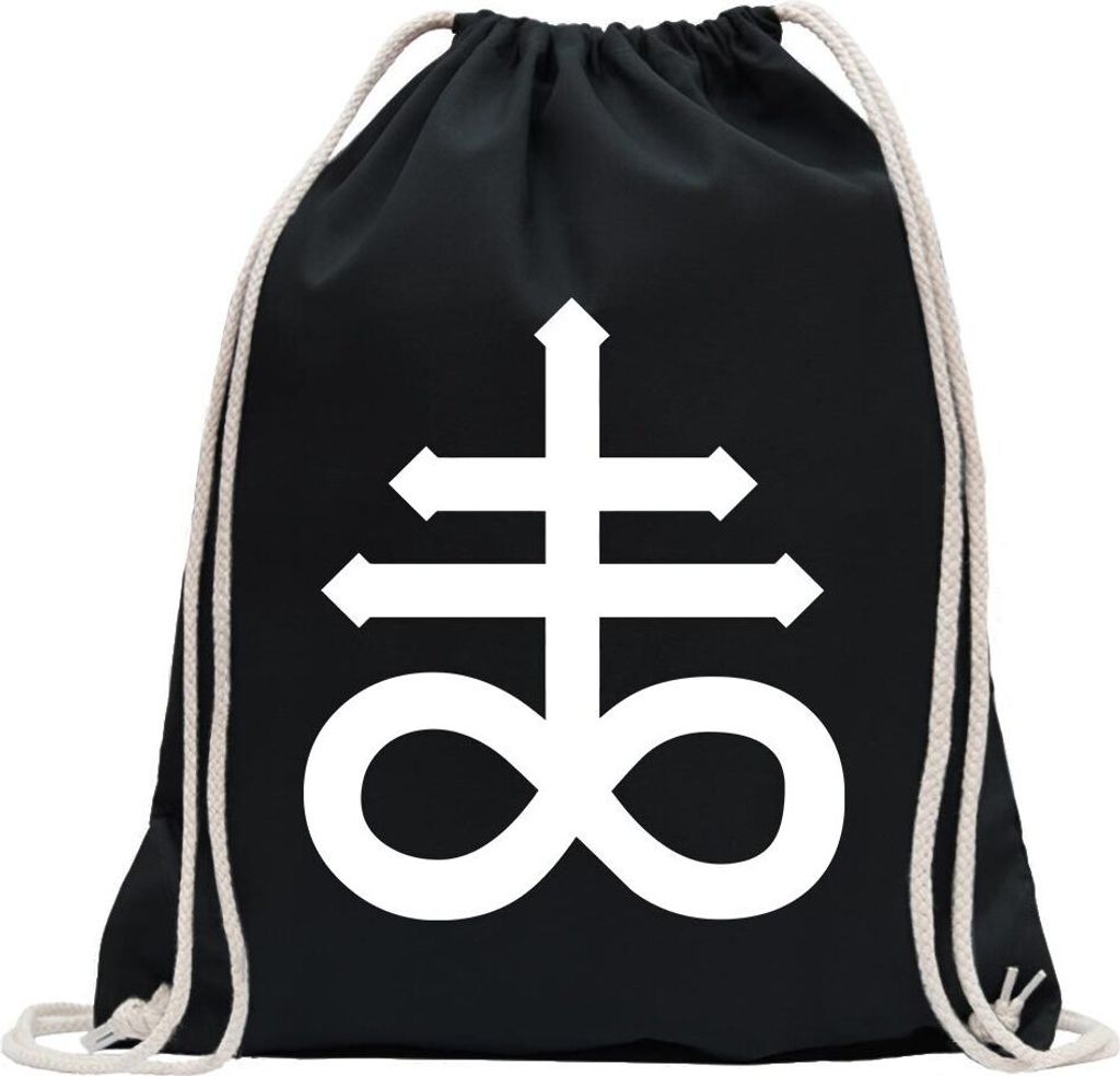 Kiwistar - Turnbeutel - schwarz - The Leviathan Cross - Fun Rucksack Sport Beutel Gymsack Baumwolle mit Ziehgurt