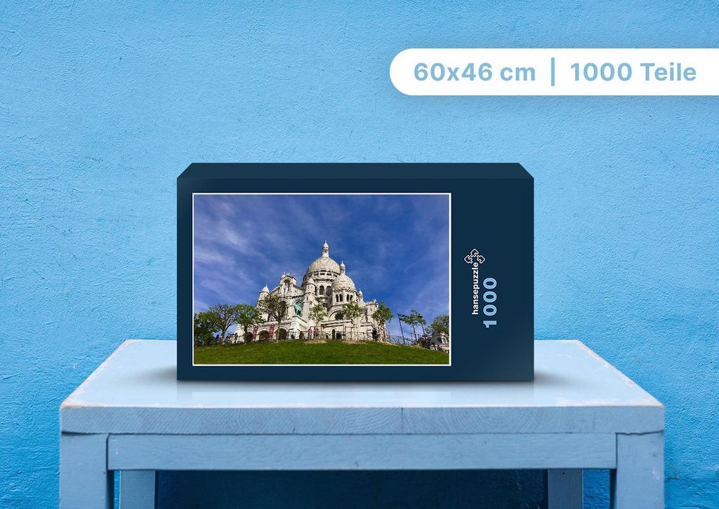 hansepuzzle 107076 - Sacré Coeur Puzzle, 1000 Teile, Gebäude, 60,0 x 46,0cm mit hochwertiger Aufbewahrung, Kartonbox & Beutel