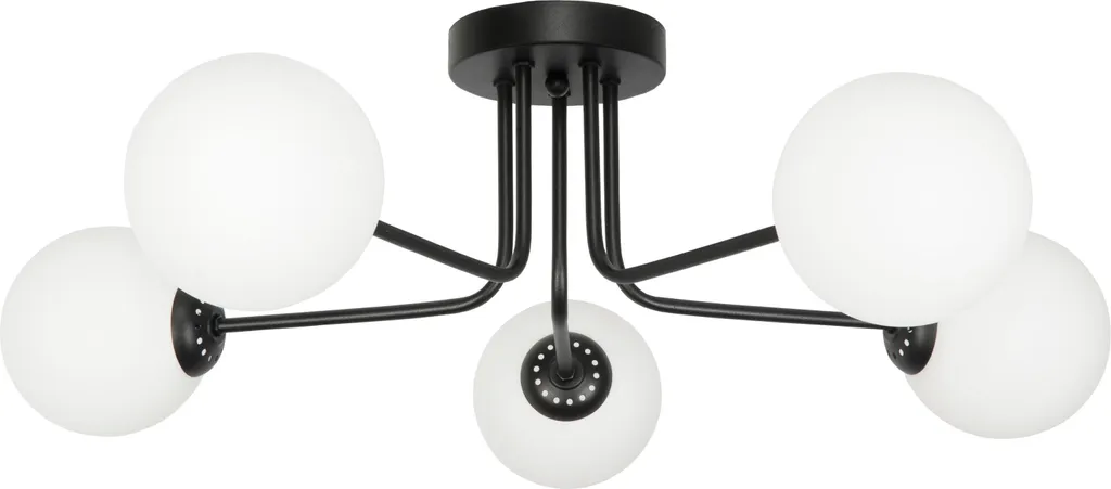 Plafonnier BORGIO 14-840 - Abat-jour blanc et structure noire mate