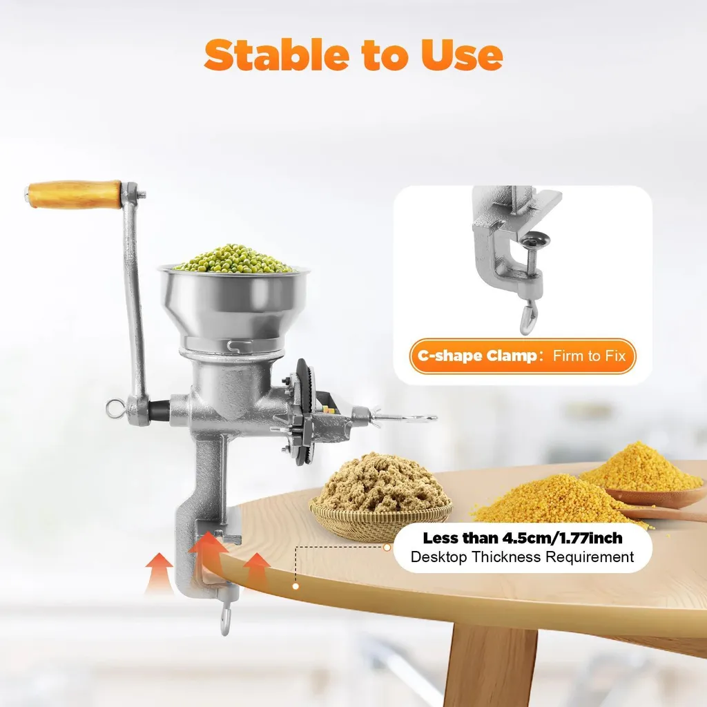Mulino Manuale Ghisa e Acciaio Manganese 28,5cm - Macina Cereali Argento - 5