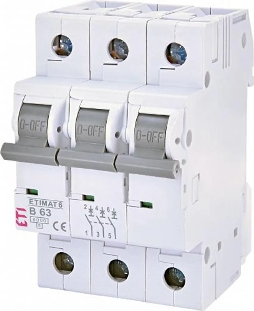 Disjoncteur magnétothermique 3 pôles 63A IP20 ETI Polam Haute Qualité