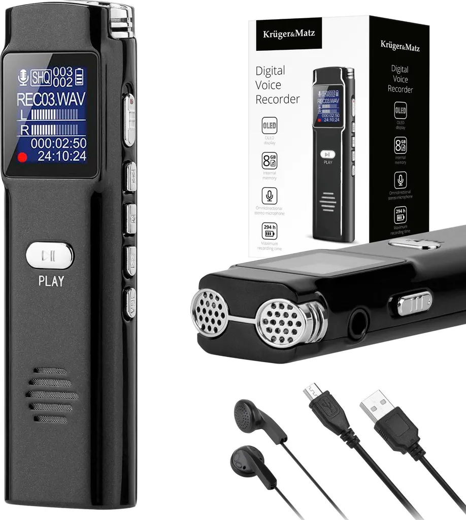 Dictaphone numérique avec écran OLED et 8Go de stockage pour réunions