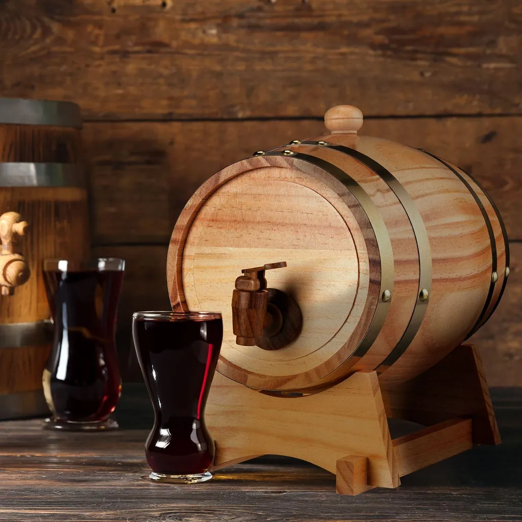 Fût à whisky 2,2 L en chêne avec distributeur pour bar à domicile chic