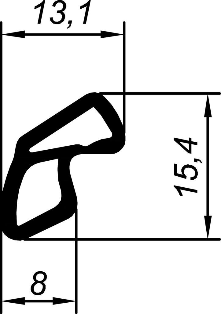 Dichtungsprofil AC 6063 FH für VOEST Stahlzarge Kurzb. Kunststoff schwarz
