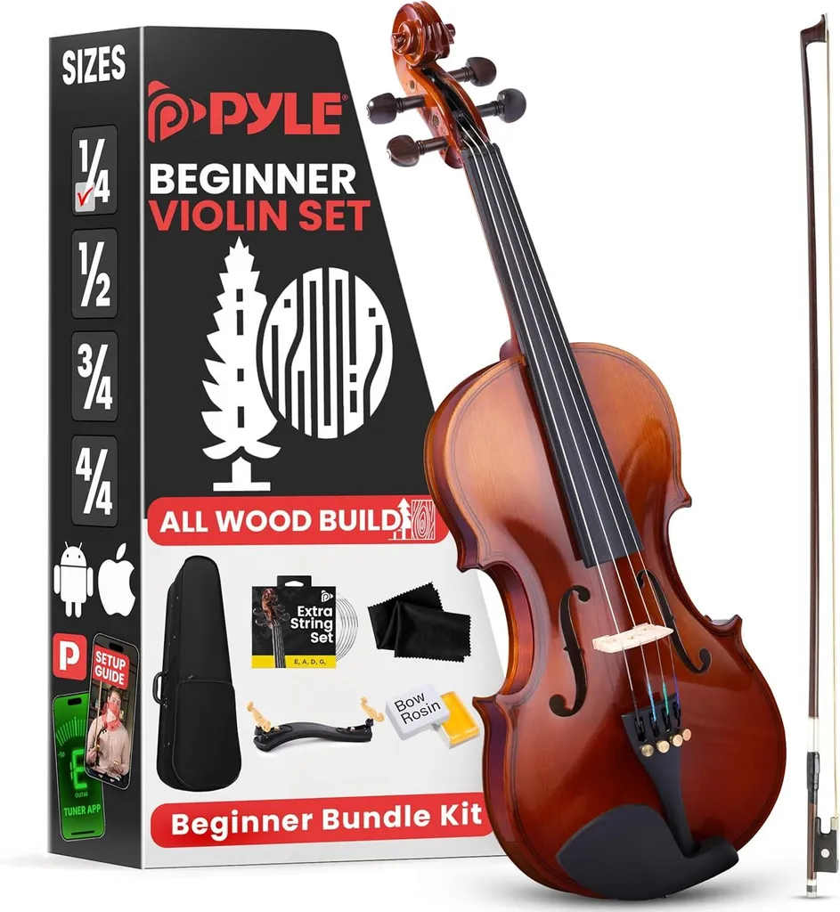 Pack violon d'initiation 1/4 Pyle pour cours de musique et conservatoire