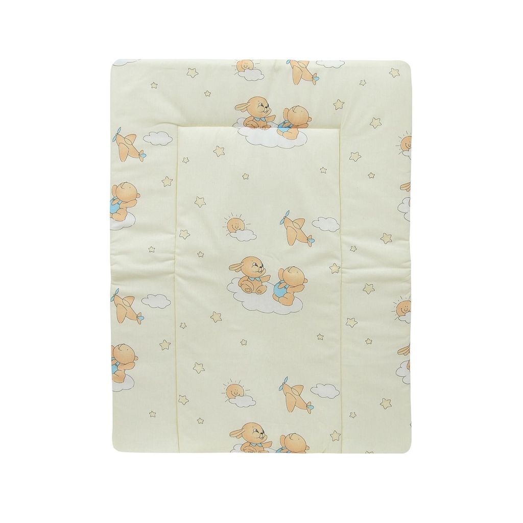 Baby Delux Wickeltischauflage 60x70 cm Wickelauflage Wickelunterlage Baumwolle wasserdicht Häschen Beige