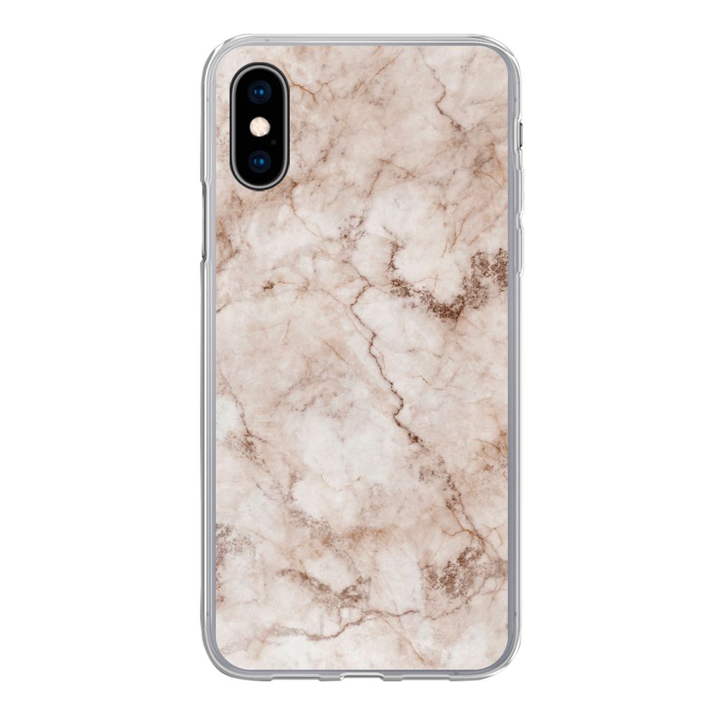 MuchoWow Handyhülle Schutzhülle Hülle für iPhone X Marmor - Luxus - Braun Silikon Softcase Handy Hülle - Handyhülle