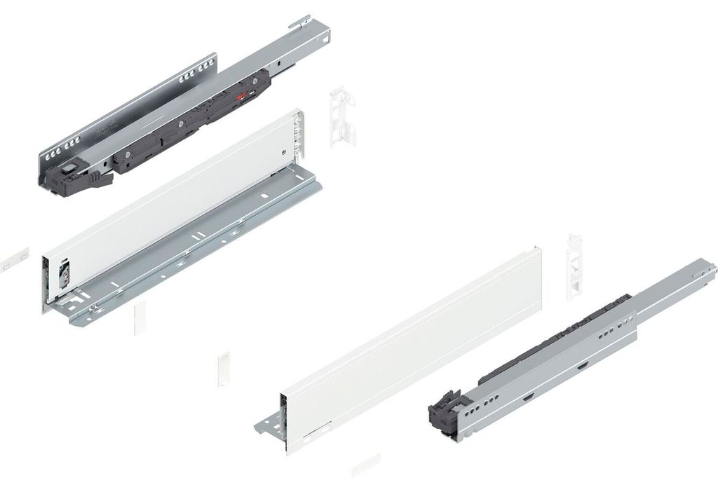 Blum Legrabox pure H M Schubladenschienen Set | 1 Paar, 40kg 450mm | Tip On Vollauszug, seidenweiß