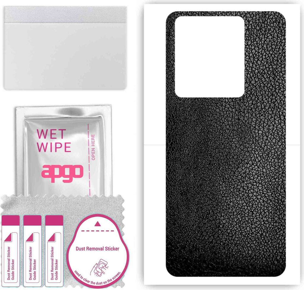 apgo Rückseite Schutzfolie, Skin, kompatibel mit Vivo Y100t, Hinten Displayschutzfolie aus Vinylfolie, kratzfest, einfache Montage - Schwarzes Leder