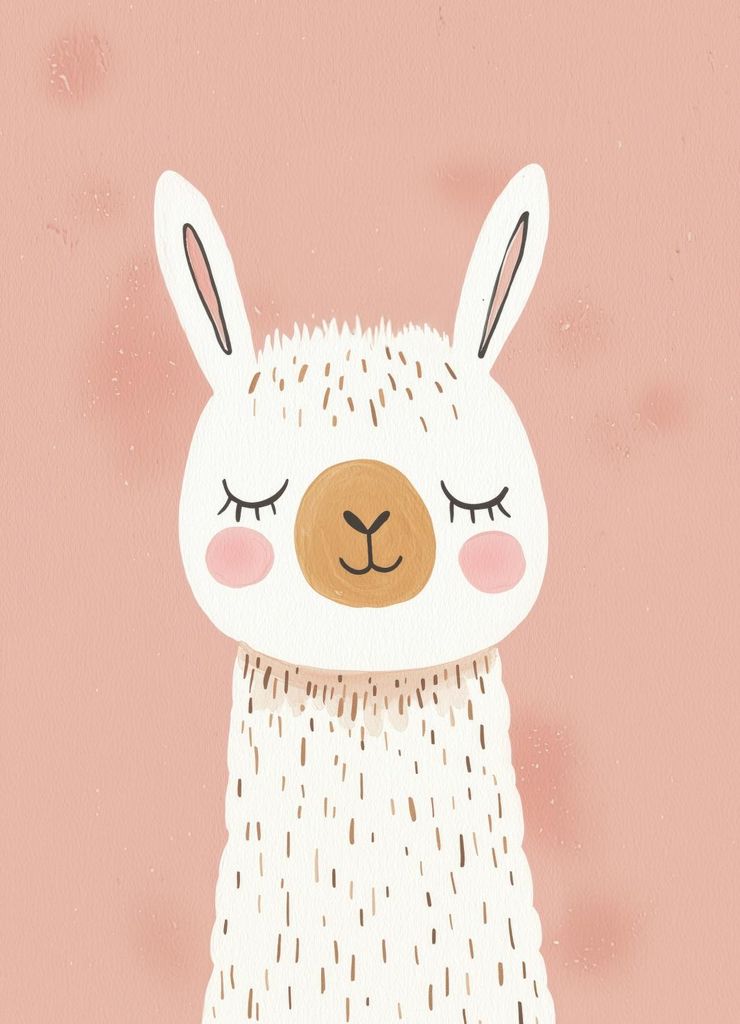 Plakat 13x18cm Muster für Kinder, Mädchen und Jungen - Lama