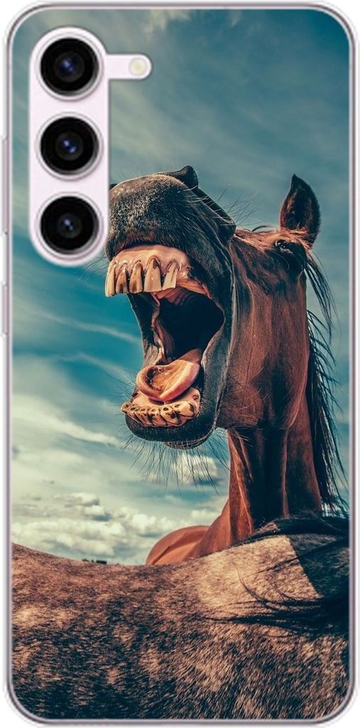 König Design Hülle kompatibel mit Samsung Galaxy S23 Plus Kunststoff Soft Handyhülle - Handy Case Lustiges Pferd