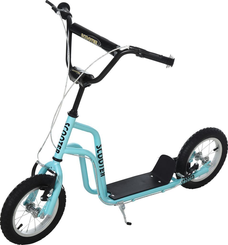 HOMCOM Kinderroller Lenker Verstellbar Scooter Tretroller Cityroller Kinder Roller Kickboard mit Luftreifen 12 Zoll ab 5 Jahre Blau 120 x 58 x 75-8...