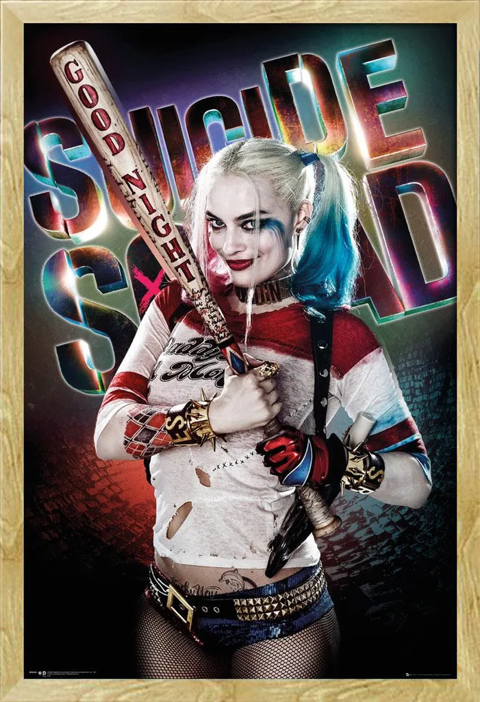 Maxi Poster Harley Quinn 61x91,5 cm con Cornice Legno Faggio MDF