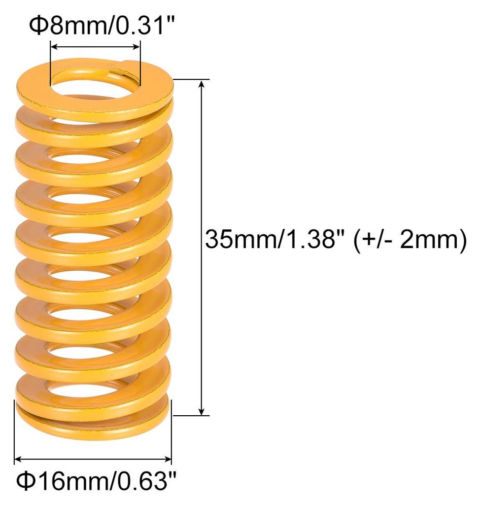 2 Stš¹ck 3D-Druckfedern 16mm AD 35mm lang Gelber Druckfeder 3D-Drucker Zubeh?r Feder Federn Zugfeder Zugfedern Spiralfeder Spiralfedern Lichtlast...