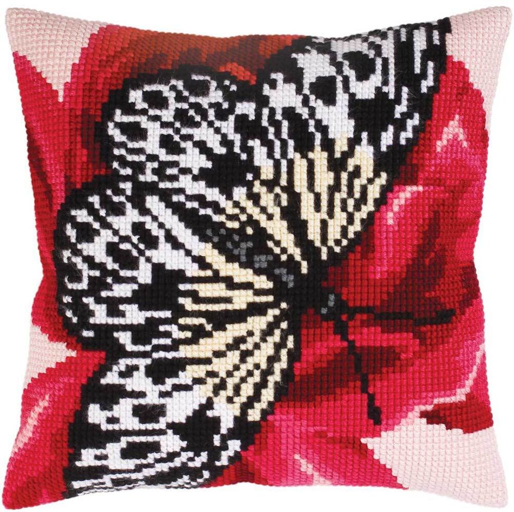 CdA Kreuzstich-Stickerei-Set Kissen "Schmetterlingsgrafik" 5310, 40x40cm