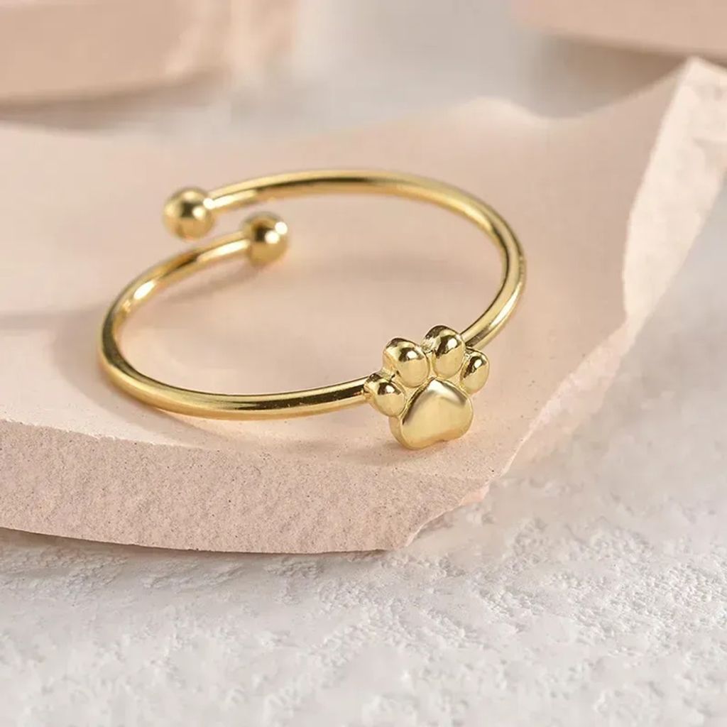 Offener süßer Pfotenabdruck Ring silber oder gold One Size Gold