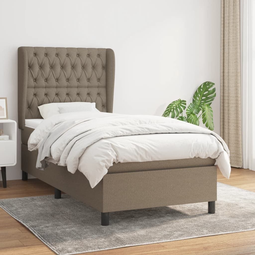 The Living Store Boxspringbett mit Matratze Taupe 100x200 cm Stoff