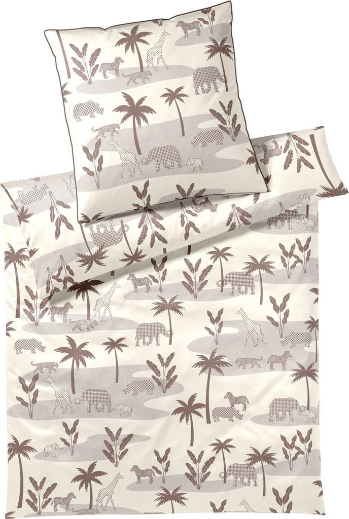 elegante Mako-Satin Kissenbezug einzeln Jungle Graphic Farbe Savanne Größe 80x80