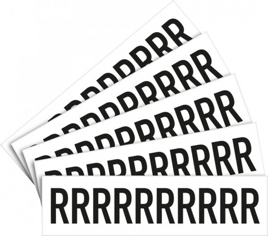 Dreifke Aufkleber I Buchstabe R, weiß/schwarz, Folie, Schrifthöhe: 30mm, 39x...