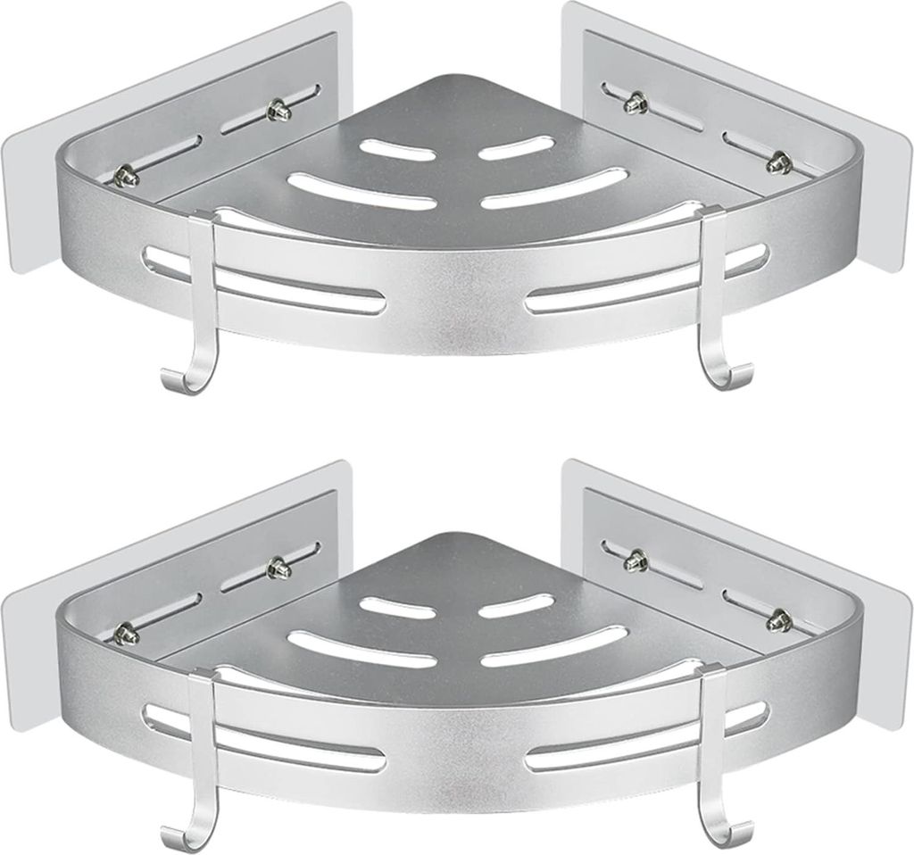 Duschregal Aluminium - Kein Bohren - 2 Ebenen Silber - Badezimmer Zubehör