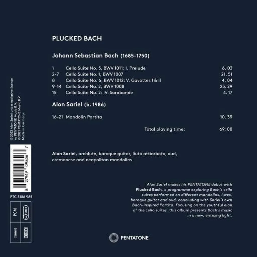 Plucked Bach Suites pour violoncelle Virtuosité Mandoline et Luth
