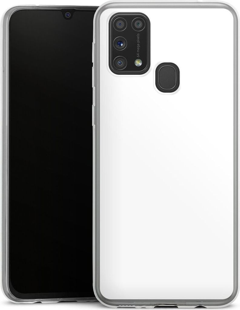 DeinDesign Slim Hülle für Samsung Galaxy M31 Silikon Case Ultra Dünn Handyhülle Farbe einfarbig weiß