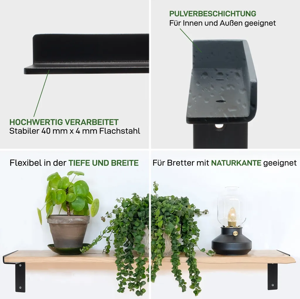 Supporto per Scaffale Zehlendorf 2 Pezzi - Acciaio Robusto Nero - 3