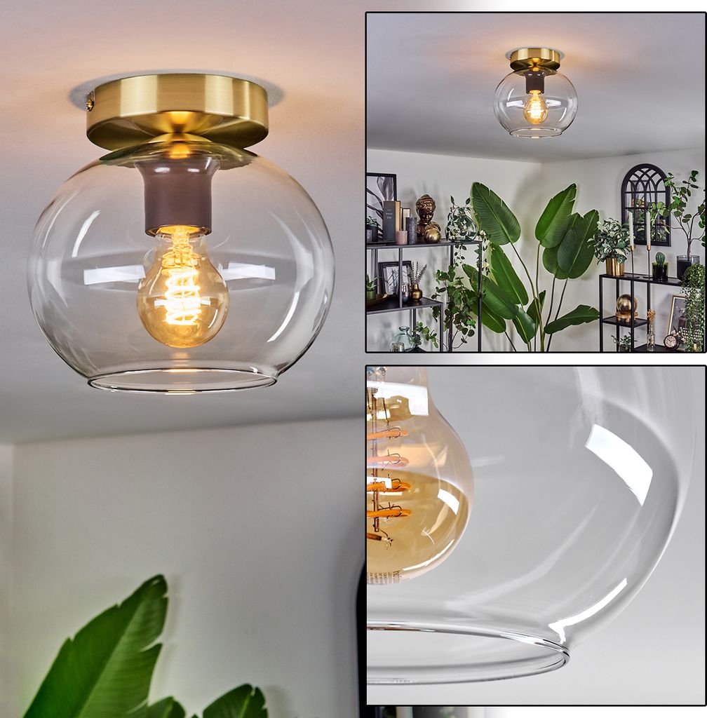 Carrone Deckenlampe aus Metall/Glas in Goldfarben/Schwarz/Klar