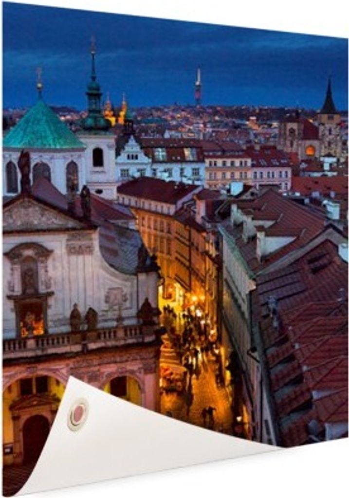 MuchoWow 40x60 cm Outdoor-Poster Gartendeko Sichtschutz Garten Poster für den Garten Prag - Nacht - Licht