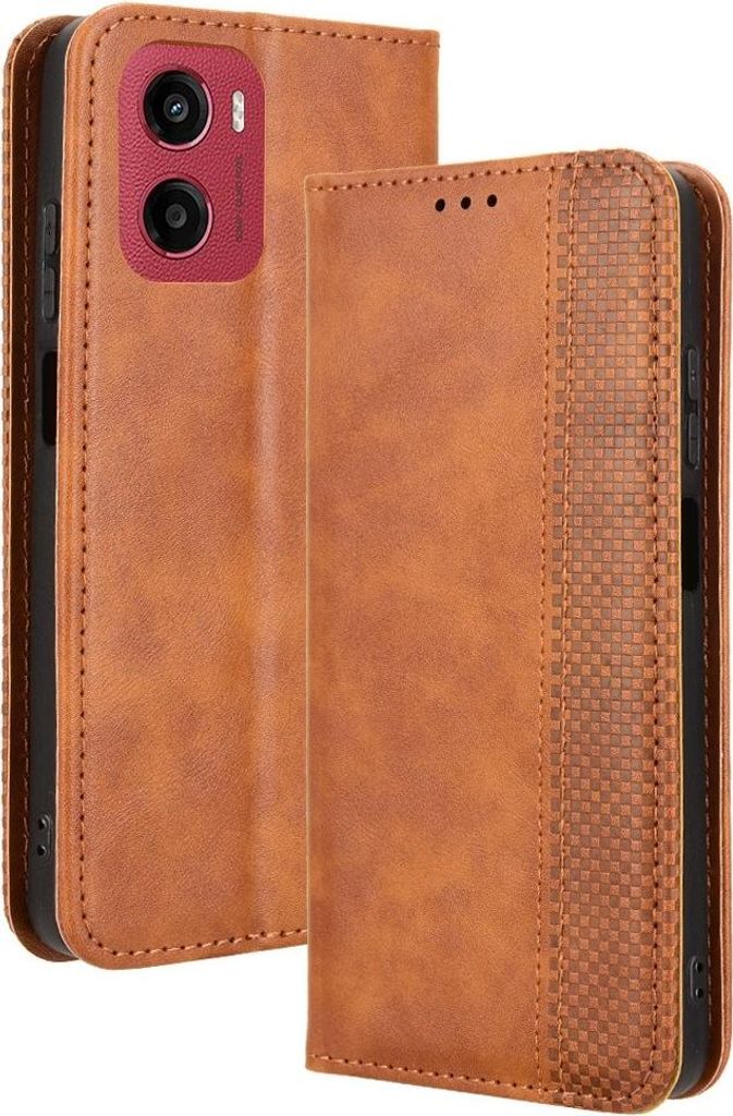 Motorola Moto G05 / E15 Hülle - Coverup Vintage Style Klapphülle - Braun