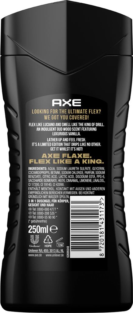 Axe Duschgel Flaxe 3 in 1 Limited Edition von Rapper Luciano 250ml