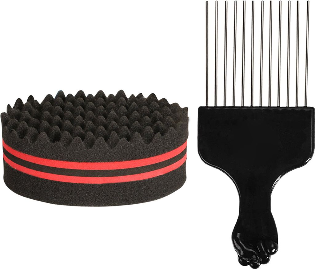 Haarbš¹rstenschwamm mit gro?en L?chern Metallhaarpickel Doppelseitiger Schwamm-Afro-Kamm fš¹r das Haarstyling