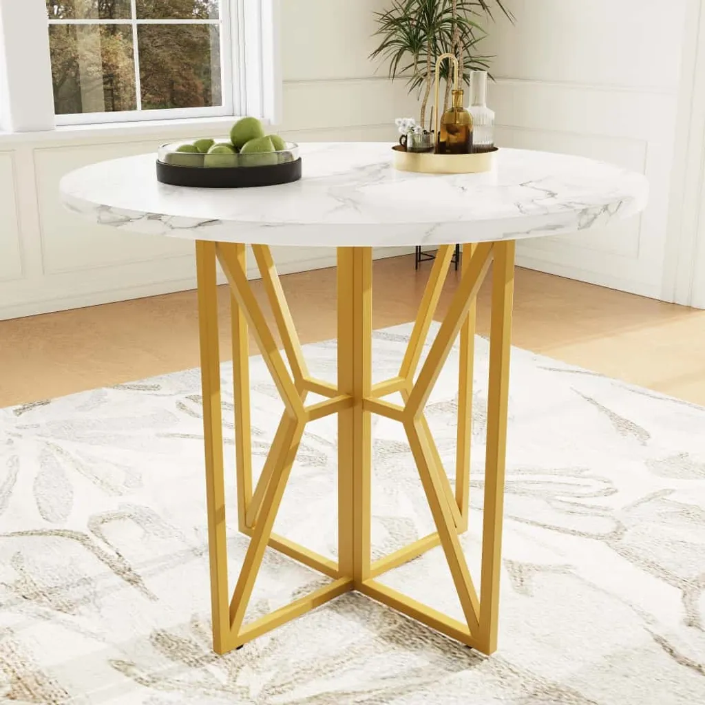 Table de Salon Ronde 4 Personnes Design Blanc pour Petits Espaces