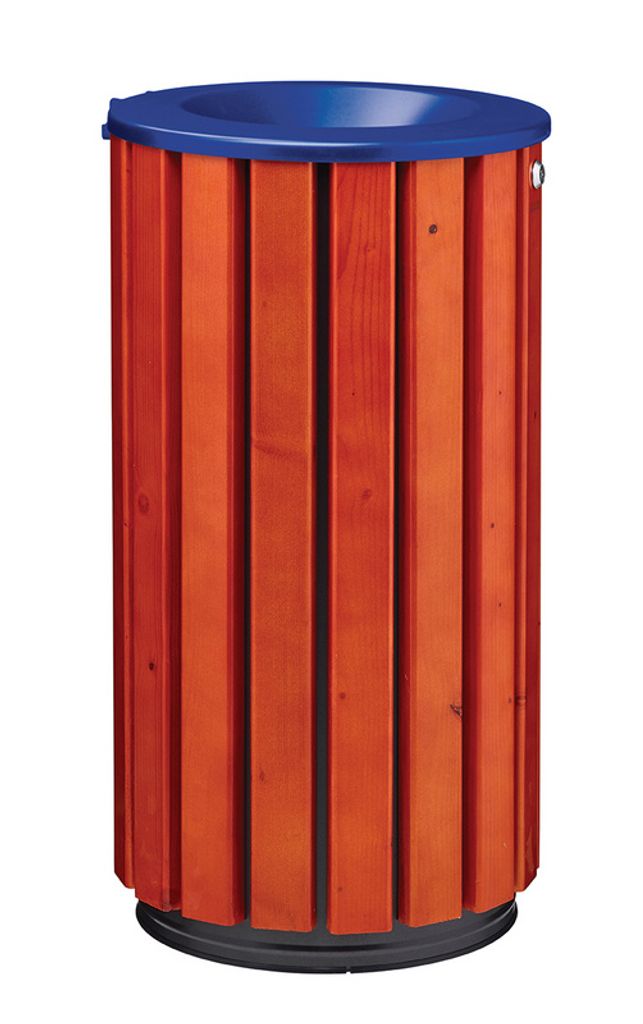 Abfallbehälter aus Holz mit Trichteröffnung 80 Liter 3 Farbvarianten Rossignol, Farbe:Ultramarinblau