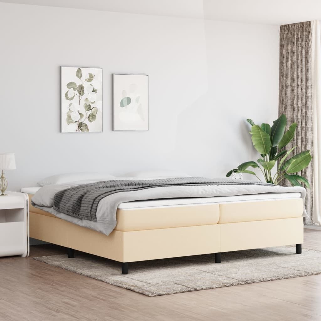 Boxspringbett mit Matratze Creme 200x200 cm Stoff , Klassische Betten Design 2024