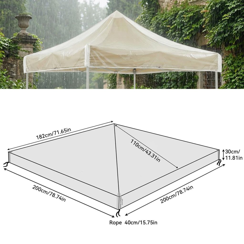 Transparente Ersatzabdeckung für Pavillon, Clear PVC Pavillon Schutzhaube, Pavillondach Regenschutz, Gazebo Ersatzbezug, Wetterschutz Gartenzelt P...
