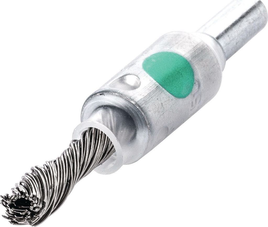 Pinselbürste D.6mm Schaft 6mm Drahtstärke 0,35mm VA 4500min-¹ LESSMANN