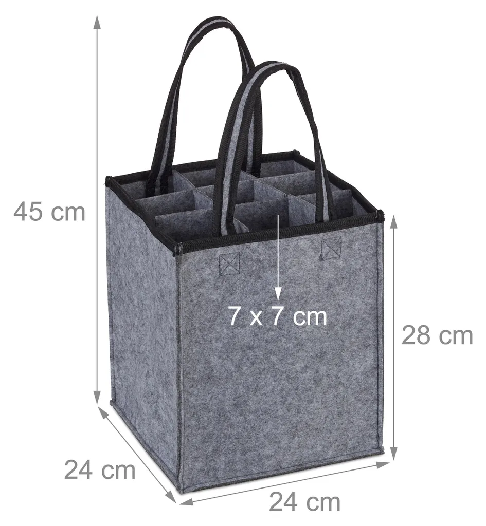 Borsa In Feltro Per 6 Bottiglie, Portabottiglie In Feltro Cestino Per Bottiglie Con Divisorio Separato Per 6 Bottiglie Portavino Portabicchiere Perfetto Per Picnic 251816cm 88813988