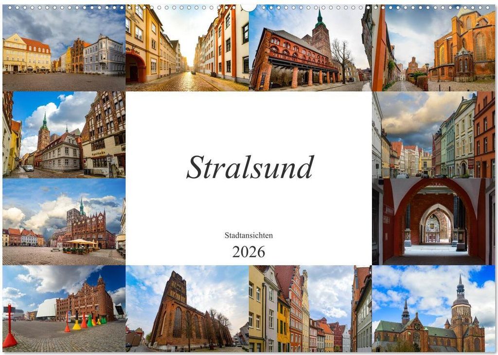 Stralsund Stadtansichten (Wandkalender 2026 DIN A2 quer), CALVENDO Monatskalender