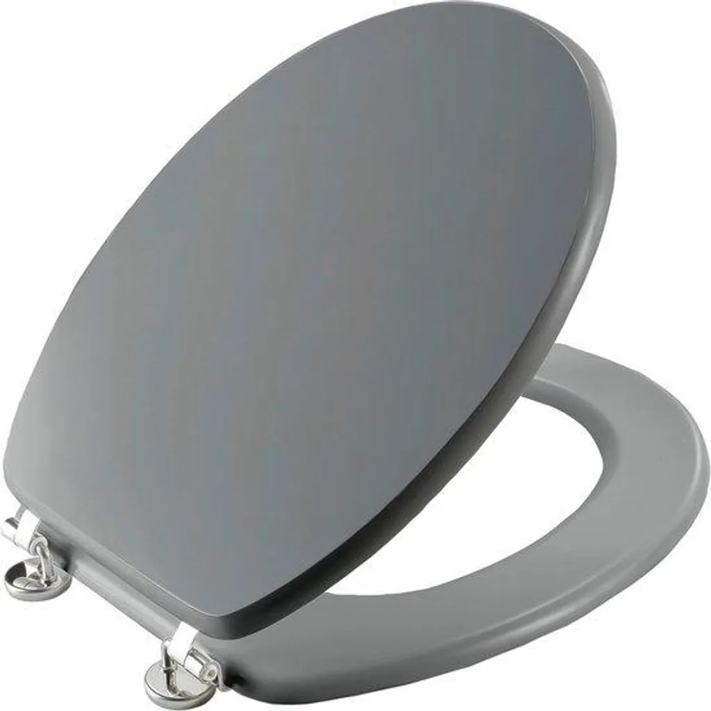Abattant WC gris mat en bois MDF, lunette de toilette confortable fixe