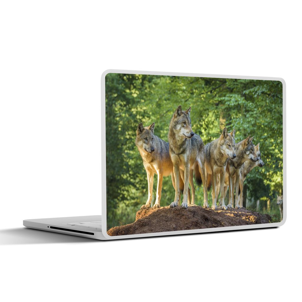 MuchoWow Laptop Aufkleber Sticker Cover Wolf - Braun - Wald 30x22 cm - Laptop-Sticker