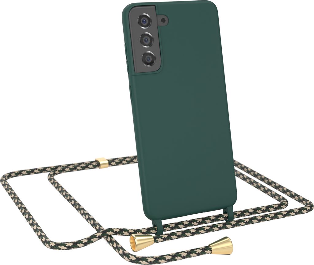 EAZY CASE Handykette kompatibel mit Samsung Galaxy S21 FE 5G Handyhülle zum Umhängen, Silikon Hülle mit Band, Schutzhülle mit Ersatzkordel, Sty...