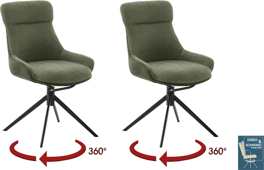 Schalenstuhl >PELION< (2-er Set) in Olive, Polyester - 55x90x62cm (BxHxT)