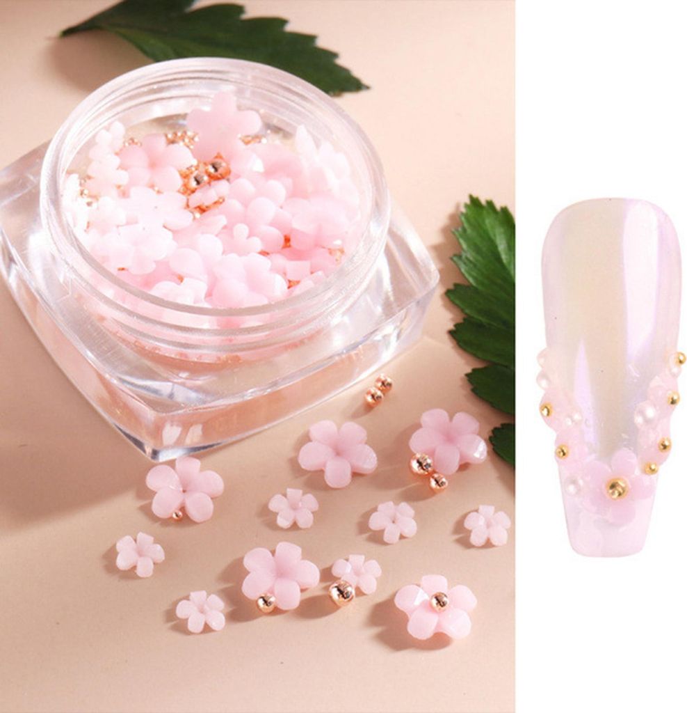 Blumen-Nagelstrass für Acrylnägel Kunstzubehör mit Perlen Maniküre DIY Nageldekorationen für Frauen Mädchen