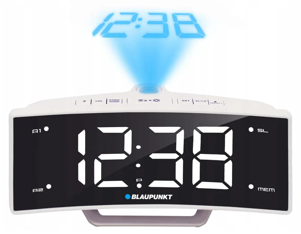 Blaupunkt CRP7WH Radio-réveil FM avec projecteur et port USB de charge